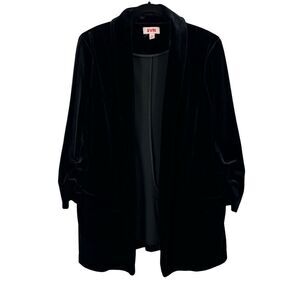 Evri Mineral Black Velvet Blazer Plus Size Open Stretch Dressy Jacket New Size L
